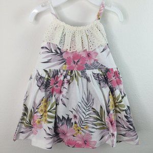 Jessica Simpson Baby Dress 3 to 6 Months Bloomers White Pink Tropical Floral